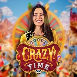 Crazy Time slot logo by Evolution at Rollxo Casino