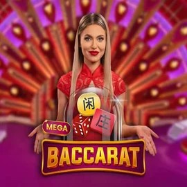 Mega Baccarat logo by Pragmatic Play at Rollxo Casino